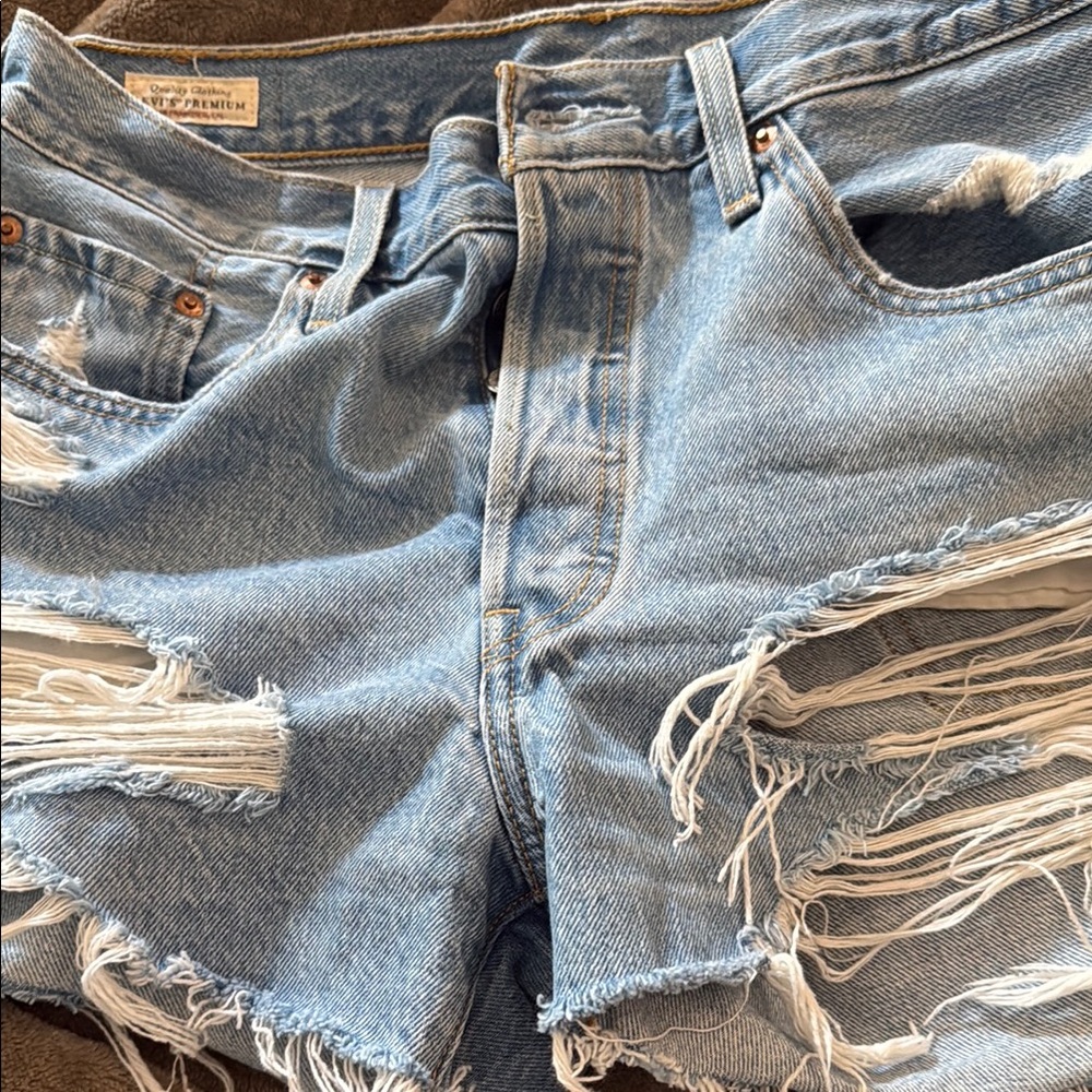 Levi's Light Blue Distressed Jean Shorts